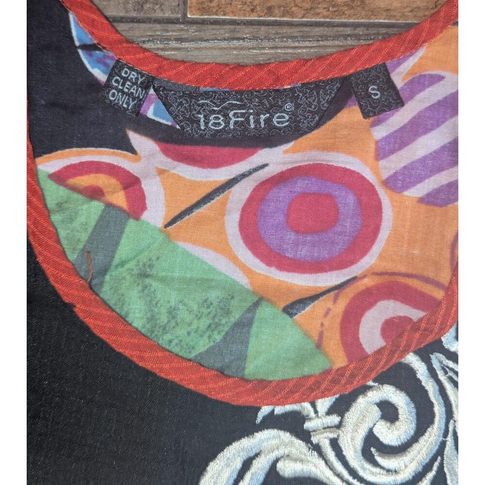 18 Fire Multi-Color Patchwork Embroidered Maxi Dr… - image 3